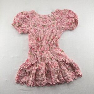 LoveShackFancy Pink Floral Puff Sleeve Dress - Size XS